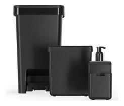 Kit 3pcs Organizador Pia Cozinha Dosador E Lixeiras Coza