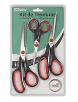 Kit 3pcs tesoura multiuso aço inoxidável cabo anatômico