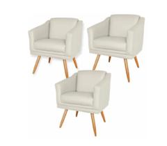 Kit 3Poltronas Decorativa San Diego Sala Recepção Sint Bege Kit 3Poltronas Decorativa San Diego Sala Recepção Sint Bege