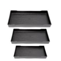 kit 3UN Bandeja Retangular Preta Plástico 3 tamanhos