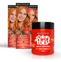Kit 3un Beautycolor Individual 96.44 + Color Pots Ruivo Valente