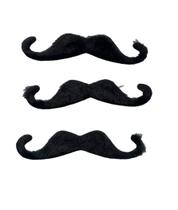 Kit 3un Bigode Falso Preto com pontas viradas de Pelucia - Lynx Produções artistica ltda