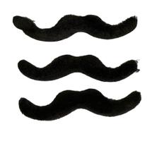 Kit 3un Bigode falso preto de pelucia com pontas viradas Kit 3un Bigode falso preto de pelucia com pontas viradas