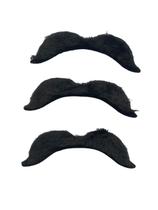 Kit 3un Bigode Falso Preto de Pelucia curvado Fantasia Kit 3un Bigode Falso Preto de Pelucia curvado Fantasia