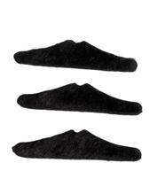 Kit 3un Bigode falso preto fino de pelucia Fantasia adesivo