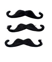 Kit 3Un Bigodes Falso Preto Com Pontas Viradas De Pelucia
