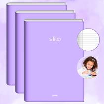 Kit 3un Caderno Brochura Capa Dura Grande com Pauta 80fls Tons Pasteis Ensino Fundamental ou Infantil Kit 3un Caderno Brochura Capa Dura Grande com Pauta 80fls Tons Pasteis Ensino Fundamental ou Infantil