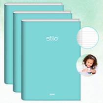 Kit 3un Caderno Brochura Capa Dura Grande com Pauta 80fls Tons Pasteis Ensino Fundamental ou Infantil Kit 3un Caderno Brochura Capa Dura Grande com Pauta 80fls Tons Pasteis Ensino Fundamental ou Infantil