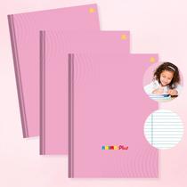 Kit 3un Caderno Brochura Tons Pasteis Rosa ou Lilás Capa Dura Grande com Pauta e Adesivos 96fls Escolar Cor:Rosa Kit 3un Caderno Brochura Tons Pasteis Rosa ou Lilás Capa Dura Grande com Pauta e Adesivos 96fls Escolar Cor:Rosa