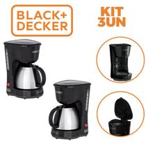 Kit 3un Cafeteira Black+Decker CM15BR Jarra em Inox 750ml 127V 600W