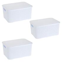 Kit 3un Caixa Organizadora Rattan 18L Branco - Monte Libano