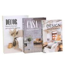 Kit 3Un Caixa Porta Objeto Livro Fake Decorativo -Decor
