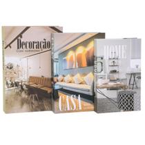 Kit 3Un Caixa Porta Objeto Livro Fake Decorativo - Harmonia