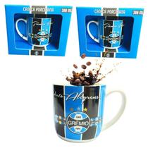 Kit 3Un Caneca Xícara Porcelana Reforçada 300Ml Azul Café