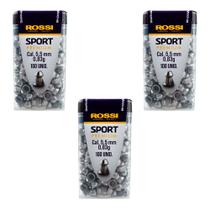 Kit 3un Chumbinho Carabina Pressão Esportivo Rossi Sport Premium 5.5mm 300pçs