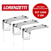 Kit 3un Chuveiro Lorenzetti Acqua Duo Ultra Branco com Cromado 220v 7800w