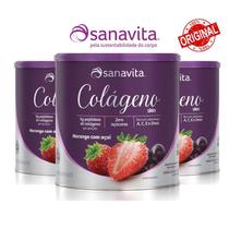 Kit 3un Colágeno Skin - Sanavita - Morango com Açaí - 300g