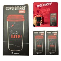 Kit 3Un Copo Viagem Térmico Plástico Preto Smart 200ml Café Eu Te Amo Presente Dia Namorados - BRASFOOT