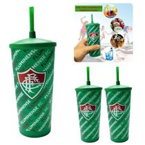 Kit 3Un Copos Plástico Tampa E Canudo 500Ml Fluminense