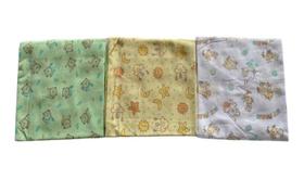 Kit 3un Cueiro Manta Bebe Flanelado 100% Algodão Recém Nascido 60x80cm Kit 3un Cueiro Manta Bebe Flanelado 100% Algodão Recém Nascido 60x80cm