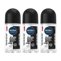 Kit 3un Desod Roll On Men Invisible Black White 50ml - Nivea