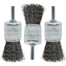 KIT 3un Escova Pincel Ondulado 1" Haste 1/4" 4.500 RPM - Pequi