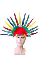 Kit 3un Fantasias Cocar Índio Colorido Carnaval com penas