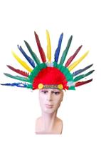 Kit 3Un Fantasias Cocar Índio Colorido Carnaval Com Penas
