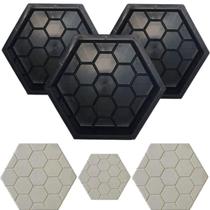 Kit 3un Forma Plastica Sextavada Octagonal Colmeia Tipo Estriado Desenhado 25x25x6 Piso Padrão