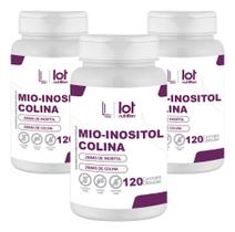 Kit 3un Inositol Colina 120 Cápsulas Foco Mental Equilíbrio Sem Sabor