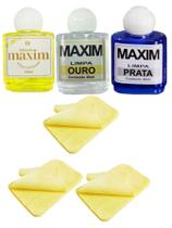 Kit 3Un Maxim 40Ml + 3Un Flanela Limpa Chapeados Pratas Ouro