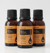 Kit 3un Óleo De Ricino 100% Puro Farmax Crescimento Hidrata