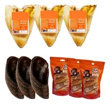 Kit 3un Orelha Bovina 3un Casco De Boi E 3un Traqueia Bovina