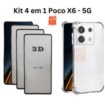 Kit 3UN Película 3D + Capa Transparente para Xiaomi Poco X6 5G Kit 3UN Película 3D + Capa Transparente para Xiaomi Poco X6 5G