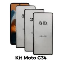 Kit 3UN Película 3D de Vidro para Motorola Moto G34 - LXL
