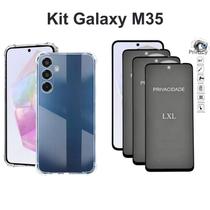 Kit 3UN Película 3D de Vidro Privacidade + Capa Capinha Anti Impactos para Samsung Galaxy M35