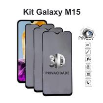 Kit 3UN Película 3D de Vidro Privacidade para Samsung Galaxy M15 Anti Espião