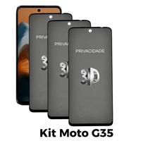 Kit 3UN Película 3D Privacidade de Vidro para Motorola Moto G35