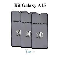 Kit 3UN Película 3D Privacidade de Vidro para Samsung Galaxy A15
