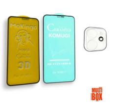 Kit 3UN: Película 3D Vidro Câmera Traseira + Película Cerâmica Lisa + Película Cerâmica Fosca Para IPHONE 11