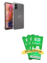 Kit 3UN Película de Cerâmica 9D + Capa Anti Impactos TPU para Moto G06