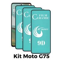 Kit 3UN Película de Cerâmica Flexível 9D Clear Premium para Moto G75 5G