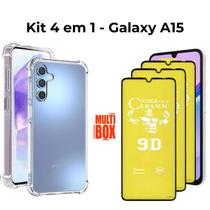 Kit 3UN Película de Cerâmica Fosca + Capa Transparente para Samsung Galaxy A15