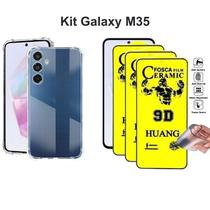 Kit 3UN Película de Cerâmica Fosca + Capinha Transparente Anti Impacto para Samsung Galaxy M35 5G - HUANG