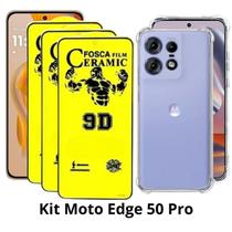 Kit 3UN Película Fosca + Capa Transparente para Moto Edge 50 Pro Kit 3UN Película Fosca + Capa Transparente para Moto Edge 50 Pro
