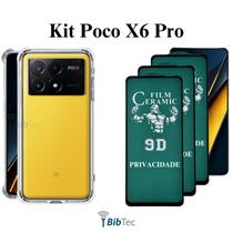 Kit 3UN Película Fosca Privacidade + Capa Transparente para Xiaomi Poco X6 PRO Kit 3UN Película Fosca Privacidade + Capa Transparente para Xiaomi Poco X6 PRO