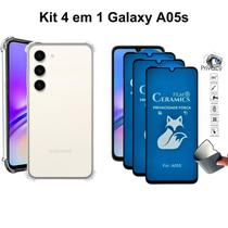 Kit 3UN Película Privacidade Fosca de Cerâmica + Capinha Anti Choque Transparente para Samsung Galaxy A05S