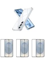Kit 3UN Películas 3D Vidro + Capa Silicone TPU Para Galaxy S25 PLUS Kit 3UN Películas 3D Vidro + Capa Silicone TPU Para Galaxy S25 PLUS