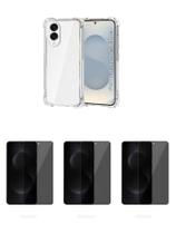 Kit 3UN Películas 3D Vidro Privacidade + Capinha Silicone TPU Samsung Galaxy S25 EDGE