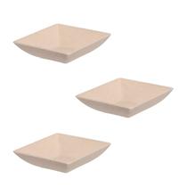 Kit 3un prato mini petisqueira quadrado aperitivos bege